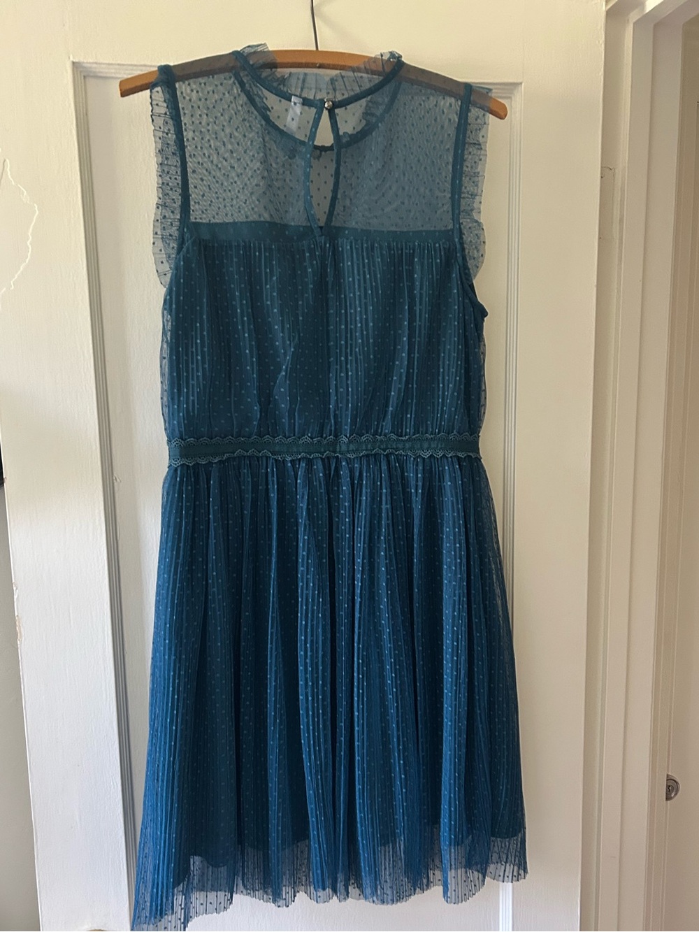 Xhilaration Blue Green Polka Dot Dress - Size Large